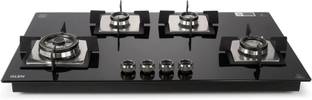 Glen Built In Glass | Auto Ignition| Double brass burners with double-ring flames Glass Automatic Hob
