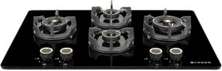FABER HOB EXPERIA HT904 ALU AI FFD|Flame Failure Device| 4 Brass Burners Glass Automatic Hob