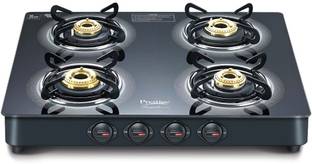 Prestige Royale Plus GT 04 Toughened Black Glass Top with Baati/Tandoor Stand Inside Glass Manual Gas Stove