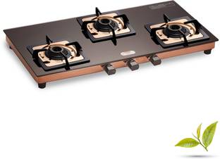 Urban Chef ISI Certified Rose Gold Gas Stove with High Powered Brass Burner Glass Manual Gas Stove
