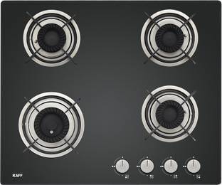 काफ्फ CRH 604 Built-in Hob 4 Burners, Auto, 60 CM, Black Coated Tornado Style Burners ग्लास मैनुअल गैस चूल्हा