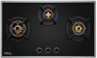 Hindware SIENA 3B 78 | Dual Brass Burners | Auto Ignition | FFD | Metal Knobs | Built in Glass Automatic Hob