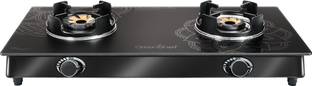 Greenchef Magnum two burner floral glass top Glass Manual Gas Stove