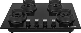 FABER Eros IND 654 CI AI| |Heavy duty brass burner|Metal Knobs| Cast Iron Pan Support| Glass Automatic Hob
