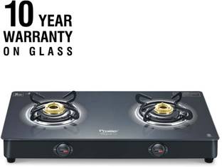 Prestige Royale Plus GT 02 Toughened Black Glass Top with Baati/Tandoor Stand Inside Glass Manual Gas Stove