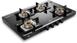 Glen Ultra Slim Mirror Glass 1 High Flame 3 Forged Brass Burner (CT1047USMIAI) Glass Automatic Gas Stove