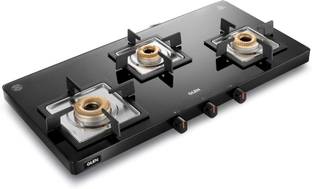 Glen Ultra Slim PNG Gas Stove with High Flame Forged Brass Burner (1035USBLPN) Glass Manual Gas Stove
