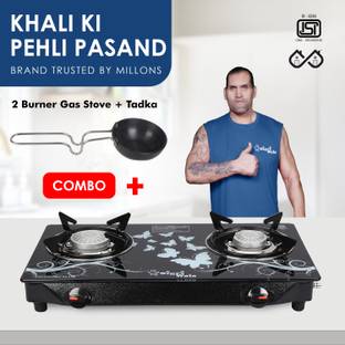 Sigri-wala Surya Primecook Manual Cute Blkd Design Combo Tadka pan Glass Manual Gas Stove