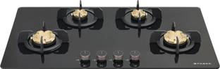 FABER PRIME HT904 CRS BR CI AI|Brass Burners| Metal Knobs| Cast Iron Pan Support | Glass Automatic Hob