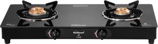 Sunflame LPG STOVE CRYSTAL 2 BURNER BLACK Glass Manual Gas Stove