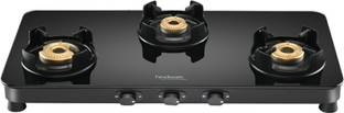 Hindware Alverio 3B | Full Black Glass | Cooktop Glass, Stainless Steel Manual Hob