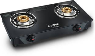 Judge Deluxe 2B Toughened Black Glass Manual Gas Stove