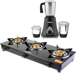 SURYAVIVA Photon 3B Combo Victo Mixer Grinder 3 jar 750 Watt Glass Manual Gas Stove