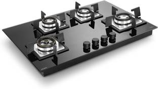 Glen Glen Auto Ignition|8 MM Toughened Glass|Forged brass burners (BH1074SQHTMTR) Glass Automatic Hob