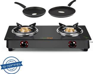 Greenchef Ebony Special Combo- Top + 250MM Tawa + 240MM Fry Pan Glass Manual Gas Stove