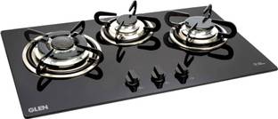 Glen Built In Glass Hob | 8 MM Thick Toughened Glass | Triple Ring European Burner Glass Automatic Gas Stove