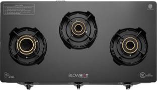 BLOWHOT Heavy Tornado Brass Toughened Glass Top, 2 Year Warranty Glass, Iron Automatic Gas Stove