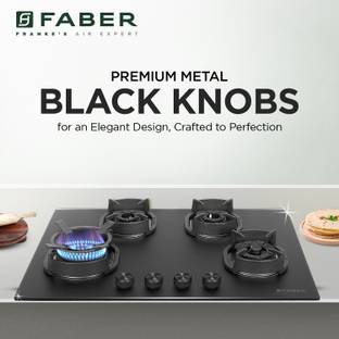 FABER Hob Della HD724 CI AI| Auto-Ignition|Brass Burner| Cast Iron Pan Support Glass Automatic Hob