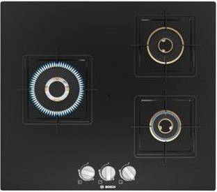 BOSCH Built-in Gas Hob Black Tempered Glass 3 Burner 60cm True brass(PNC6B6F10I) Glass Automatic Hob