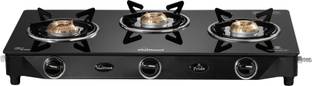 Sunflame GT PRIDE 3B BK Glass Manual Gas Stove