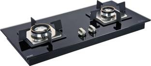 Glen 2 Burner Glass Hob Top with Double Ring Forged Brass Burners Glass Automatic Hob