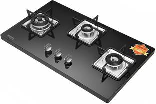 Hindware ROSIA 3B 76 | Brass Burners | Auto Ignition | Bakelite Knobs | Built in Glass Automatic Hob