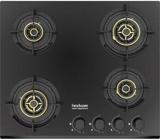 Hindware HAZEL 4B 60 CM | Full Brass Burners | Auto Ignition | Flame Guard | Built in Glass Automatic Hob