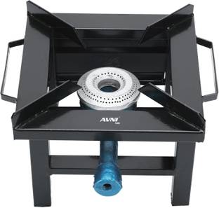 Avni M.S Square Single Burner Commercial Gas Stove Bhatti (Chula)(Small) Iron Manual Gas Stove