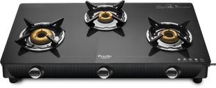 Preethi 3 burner (ISI Approved) Glass Manual Gas Stove