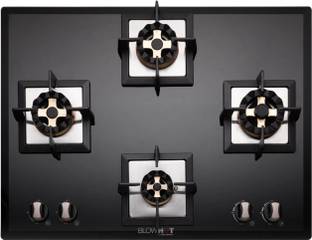 BLOWHOT Prism Auto Ignition Brass Burner, Battery Operated Built – In, Gas Hob Toughened Glass, Aluminium Automatic Hob