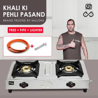 Sigri-wala Primecook Manual Mini Combo( Lighter+ Hose Pipe) Stainless Steel Manual Gas Stove