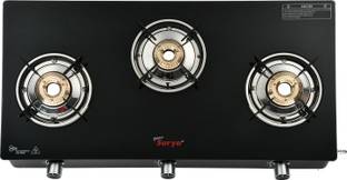 Golden Surya Premium Toughened Glass Top, ISI Certified PNG, (MS Powder Coated), Iron Manual Gas Stove