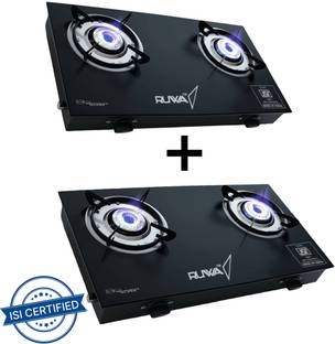 RUWA 2 Burner Glasstop (Combo) Glass Manual Gas Stove