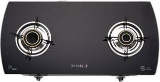BLOWHOT Jasper Auto Ignition Brass 2 Burner Stainless Steel, 2 Year Warranty Toughened Glass, Iron Automatic Gas Stove