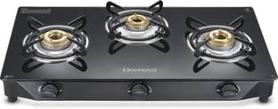 Eleenova Reflex Heavy Brass Burner with Toughened Glass Glass, Stainless Steel, Aluminium Manual Gas Stove