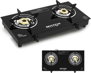 MILTON Premium Pro 2 Burner Auto Ignition Gas Stove | 6mm Glass Top | 360° Nozzle Glass Automatic Gas Stove