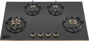 Hindware IVANA 4B 86 | Brass Burners | Auto Ignition | Flame Failure Device | Built in Glass Automatic Hob