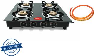Pigeon Brunet Cooktop with hose pipe Glass Manual Gas Stove