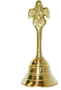 Shriram Traders 3 INCH HEAGHT Brass Pooja Hand Bell/ Ghanti Brass Pooja Bell