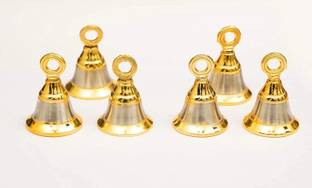 Sunglova Brass Pooja Room Decorative Bell 1.5 Inches Gold Silver, Pack of 6… Gold Plated, Brass Decorative Bell