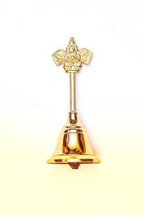 AROHA Studio Mandir , Garuda Ghanti (100 Gram Height 4.5 inch) Gold Plated Pooja Bell