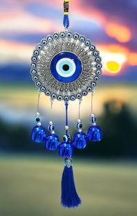 Ryme Feng Shui Evil Eye Wind Chimes With Bells for Main Door Balcony Wall Hanging Aluminium Windchime