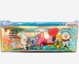 Poohan BTS THEME WATER GLITTER STATIONERY POUCH RANDOM MULTICOLOUR Geometry Box
