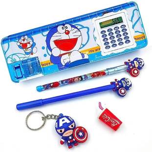 SANYA TRADERS BLUE DOR CALCULATOR COMBO OF 5 THINGS FOR SCHOOL KIDS Geometry Box