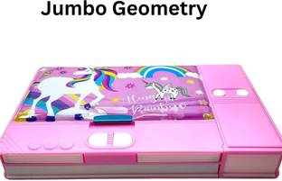 Extraposh 1 Pcs Calculator Geometry, Unicorn Jumbo Double Sided Geometry Box for Kids Geometry Box