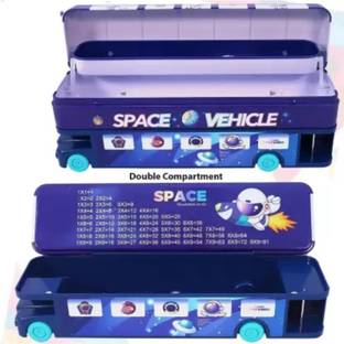 Extraposh Double Decker London Bus Matal Pencil Box with Moving Tires and Sharpener Geometry Box