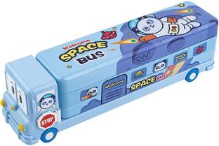 DTD Bus Shape Pencil Box School Bus Metal Geometry Box Random color pack 1 Geometry Box
