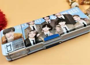 Extraposh BTS ARMY THEME MAGNETIC PENCIL BOX WITH CALCULATOR FOR GIRLS/BOYS/KIDS Geometry Box