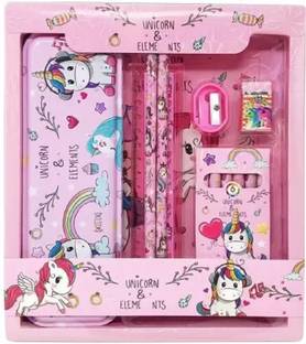 zizi UNICORN GEOMETRY SET UNICORN Art Plastic Pencil Box (Set of 1, Pink) Geometry Box