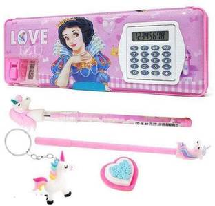 LEGERITY CUTE BARBIE GIRL CARTOON PRINTED MEGNETIC PENCIL BOX WITH LIGHT COMBO Geometry Box